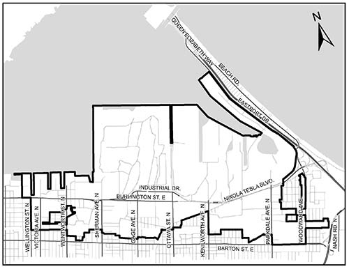 Map of Study Area for Bayfront Industrial Area Strategy