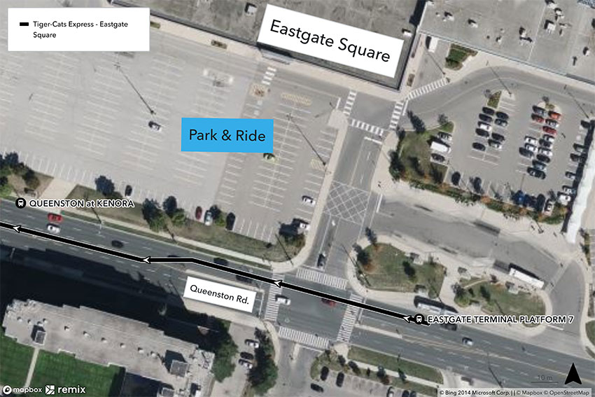 Map of TiCat Express Shuttle Eastgate square Stop