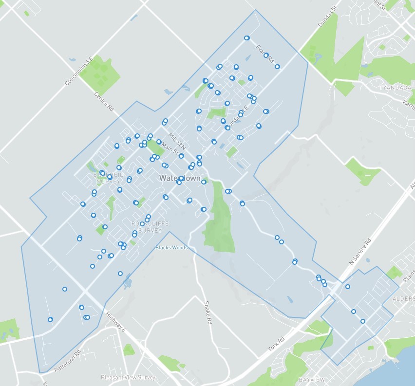 Map of  HSR myRide service area