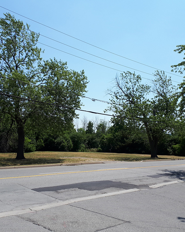 Street view of empty property of 288-297 Fruitland Road, Stoney Creek