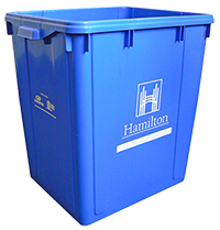 photo of a recycling blue box on a white background