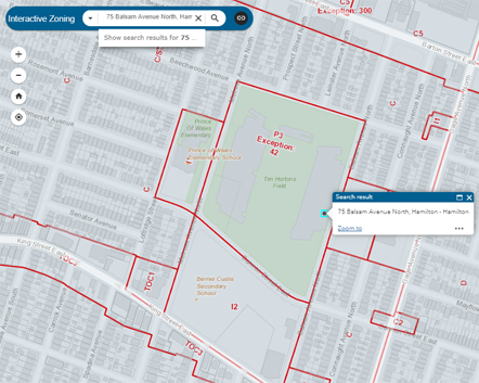 Screenshot of how to use the Interactive Zoning Map to find zoning code