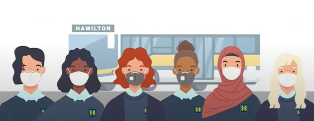 Illustration female HSR drivers in front of bus