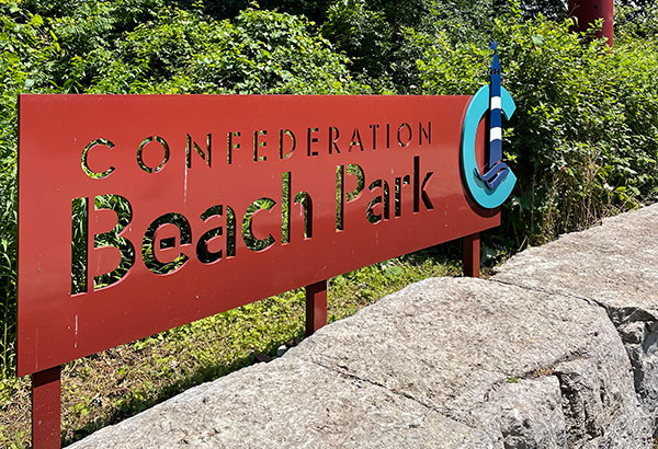 Entry sign for Confederation Beach Park