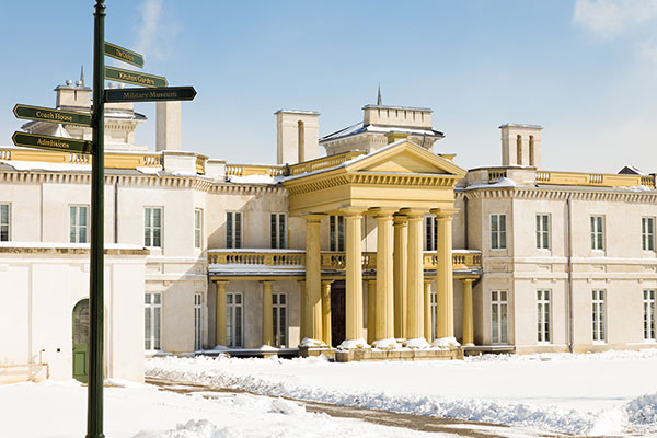 Dundurn National Historic Site exterior in winter