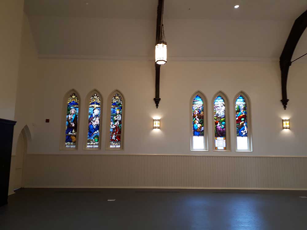 Former St. Mark's Church Interior with stained glass windows