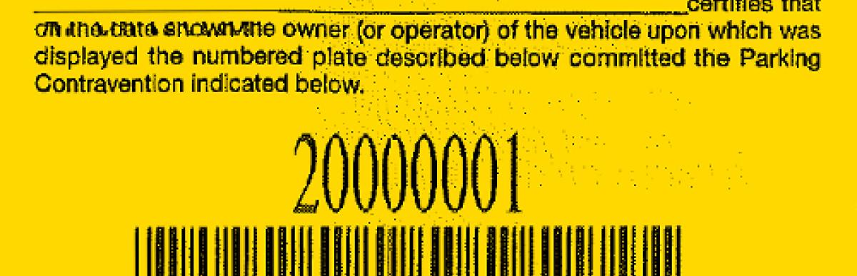 Yellow parking penalty notice